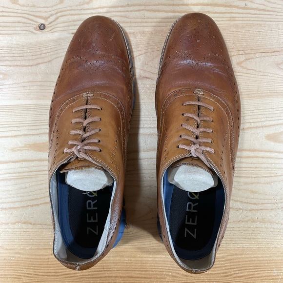 Cole Haan Zerogrand Wingtip Oxford Shoes 
C31167
Leather
Men’s 11.5 M
Brown Blue - Picture 4 of 10